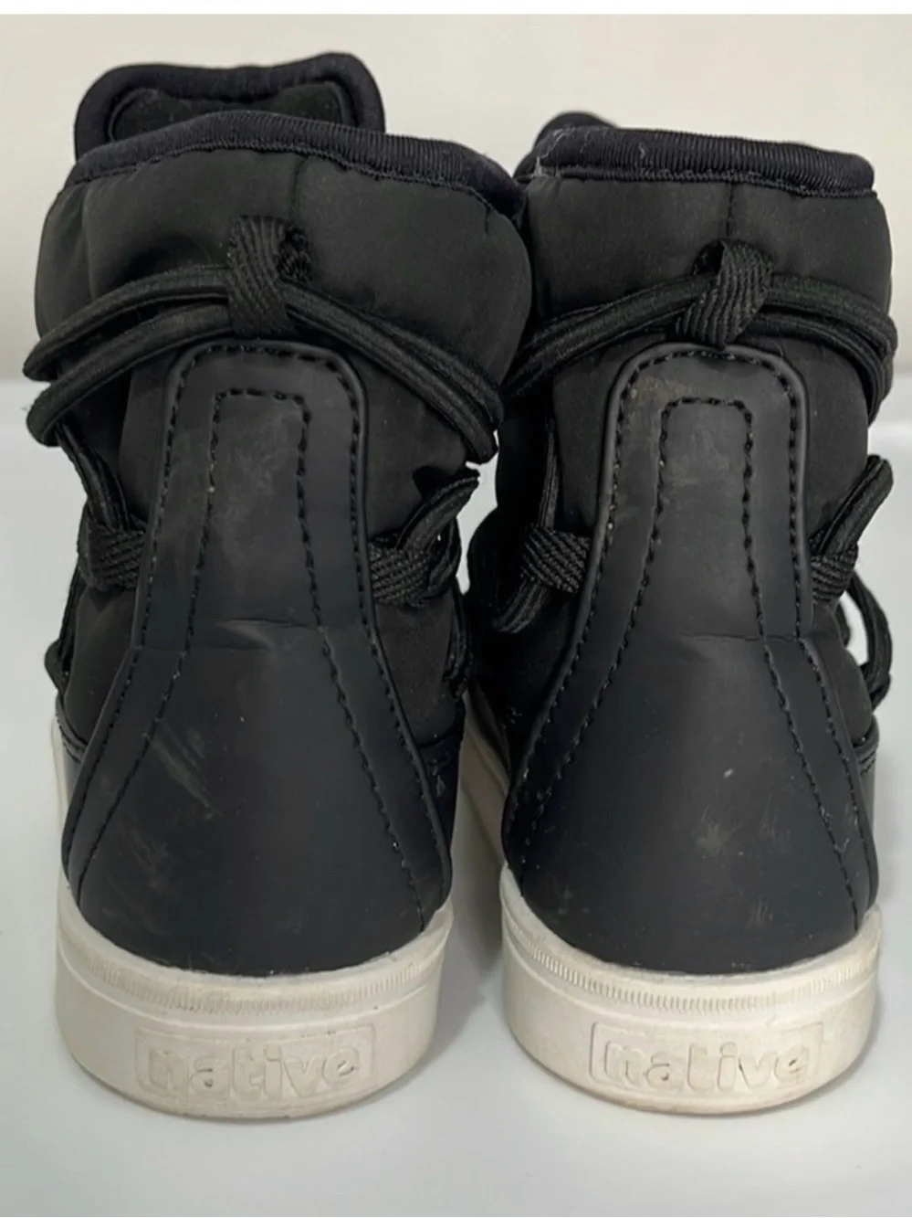 Native Black Kids Lace-Up Puffer Boot